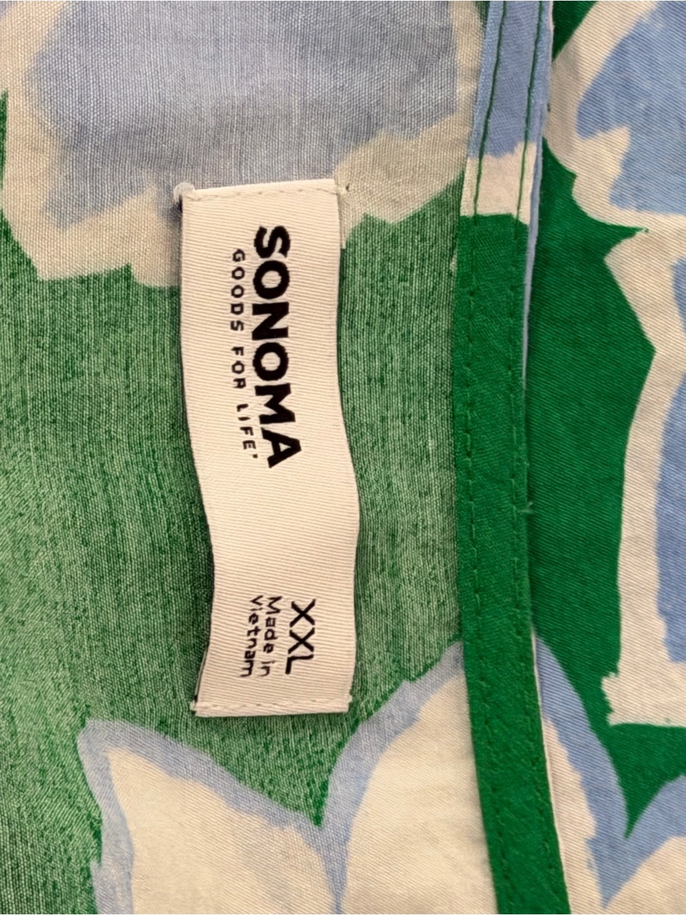 Sonoma sz XXL Green Floral V-Neck Midi Dress with Blue & White Blooms - Picture 7 of 9